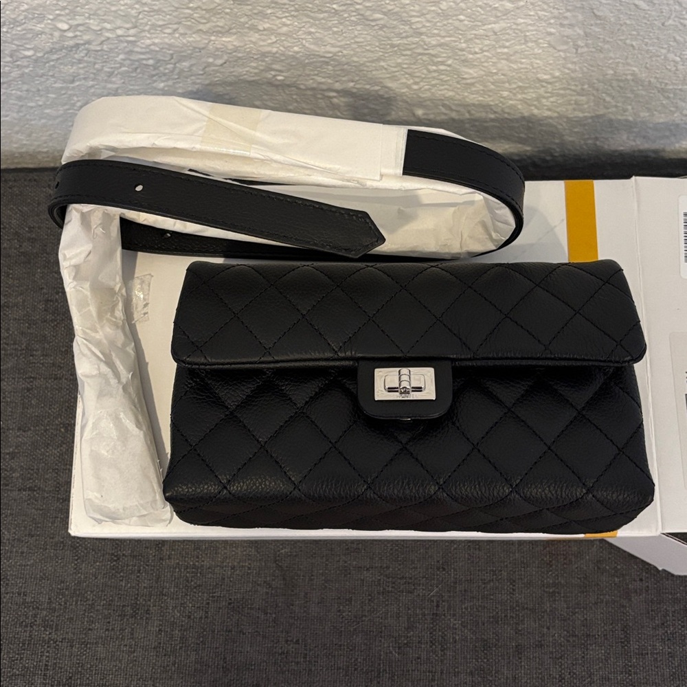 Chanel Black Grained Calfskin Quilted 2.55 Reissue Flap Belt/Waist Bag